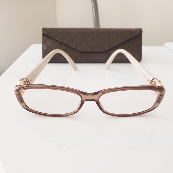 Gucci Brown/Tan Women's Logo Accent Eyeglasses - Picture 4 of 11